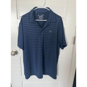 Men's Blue Striped Under Armour The Playoff Polo XL